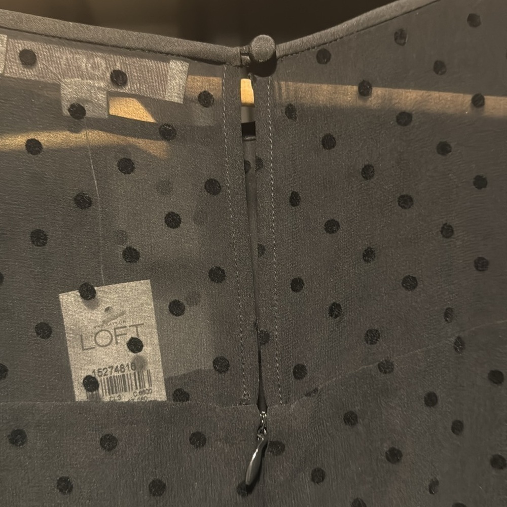 NWT LOFT Black Polka Dot Layered Sheath Dress Size 8 - Picture 8 of 8